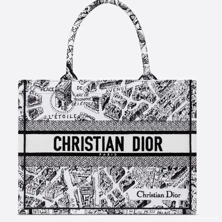 Book Paris White Motif Dior Canvas Plan de Tote 0513 Luxury